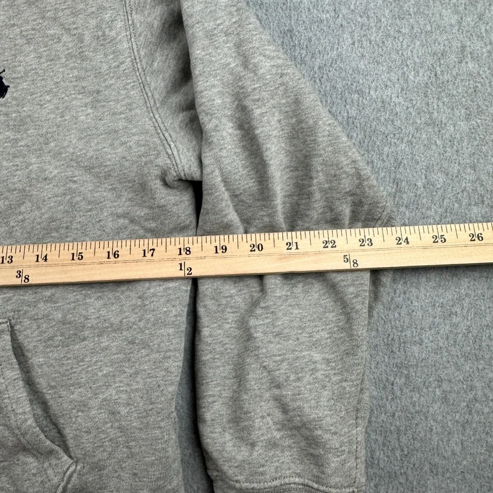 Polo Ralph Lauren Hoodie Kids L 14-16 Full Zip Gray Sweatshirt Pocket Distressed